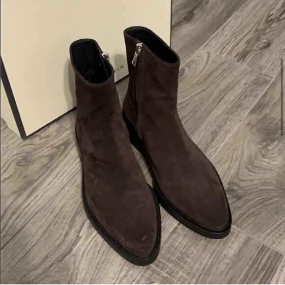 Jack Erwin Lola Brown Suede Zip Ankle Boot - Picture 5 of 9